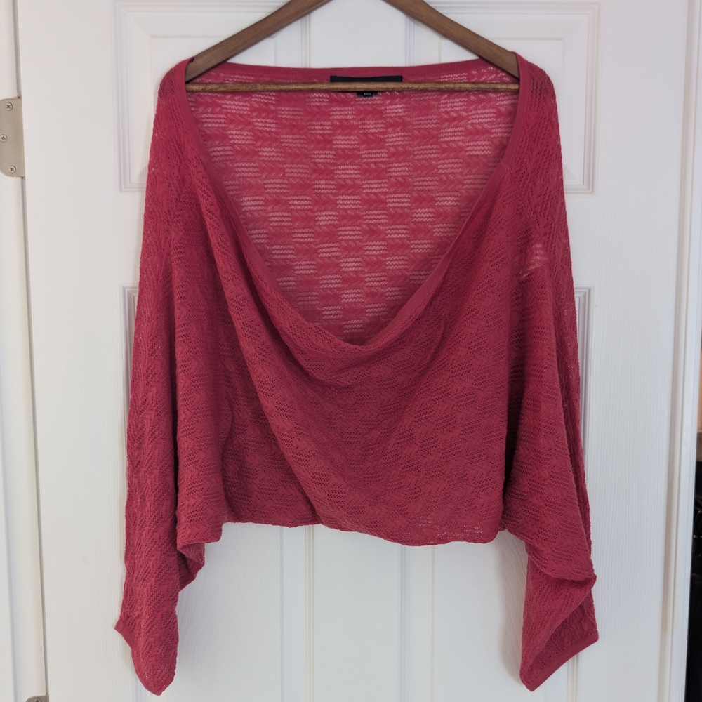 French Connection Shawl Sweater Shrug in Coral Red M/L